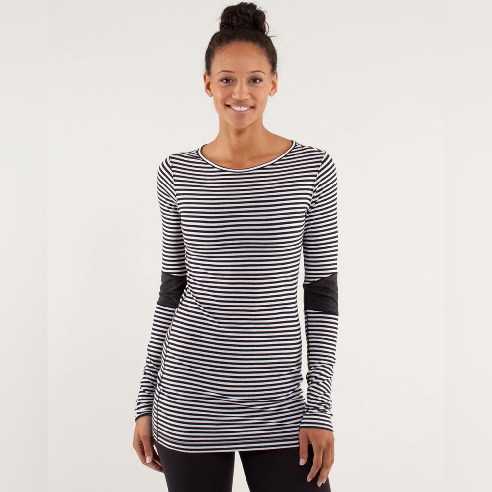 Lululemon Devotion Long Sleeve Tee Activewear Yoga Workout Stripes Stretchy Gym